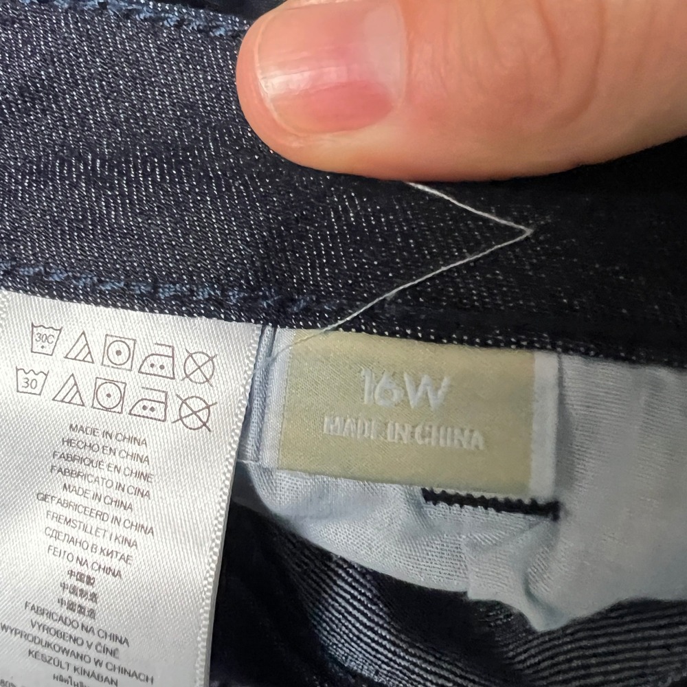 Michael Kors Embellished Bootcut Jeans Dark Wash Denim Rhinestone MK Logo Sz 16W - Picture 6 of 13